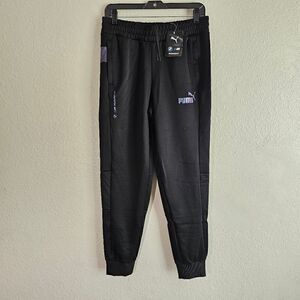 Puma BMW Race Pants Joggers Men's M Metal Energy Black Blue 536418-01 Fleece New